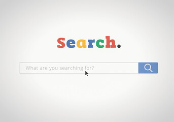 Wall Mural - internet, website and search engine with bar on screen for research, information or resource. comput