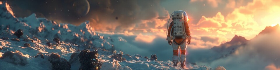 Canvas Print - astronaut in space costume on the beautiful background