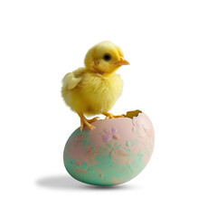 Wall Mural - Chick on an egg. transparent background. Happy Easter