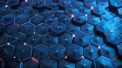 Sticker - Abstract blue gradient futuristic technology hexagonal mesh background