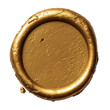 Golden wax seal isolated on white, transparent. PNG