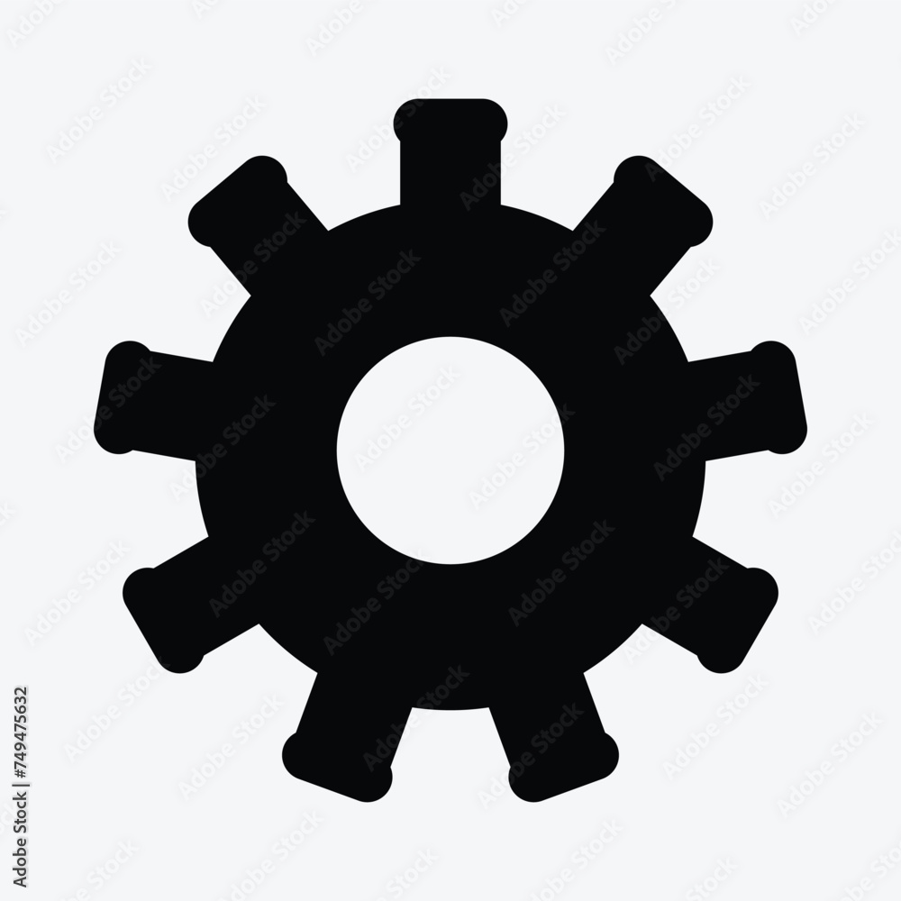 Gear icon vector. Gear sign Isolated on grey background. Flat style for ...