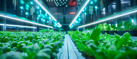 Canvas Print - indoor farming with advanced technology concept background