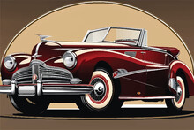 Beautiful Red Classic Vintage Car Illustration. Beautiful Vintage Car Illustration. Classic Vintage Car Design. Vintage Car Illustration Background. Vintage Car Vector Art Illustration Classic Car.