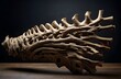 An Intricate Display of Vertebrate Anatomy: A Detailed Spine Structure Illuminated Against a Dark Background, generative AI
