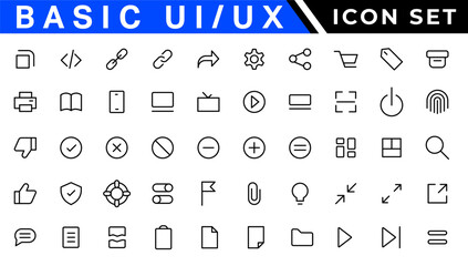 Basic ui ux icon set. Set icon of user interface. Vector illustration. editable stroke