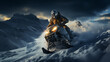 Man riding snowmobile