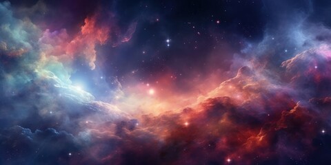 Wall Mural - colorful space filled with stars and clouds generative ai