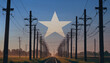 Electricity in the Somalia. Electric poles on the background of the Somalia flag. Somalia flag and Electric poles.