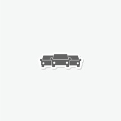 Canvas Print - Car fleet flat icon sticker isolated on gray background