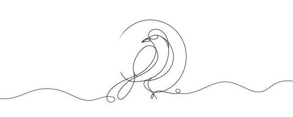 Wall Mural - Continuous one line drawing of a bird. Simple vector illustration of a bird, hummingbird.