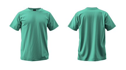 Wall Mural - Green T shirt  front, back mockup isolated on transparent background