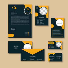 Corporate  business stationary or office identity set, modern corporate identity template, with digital elements. Vector company style for brand book and guideline