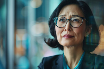 Wall Mural - middle aged asian american woman in office