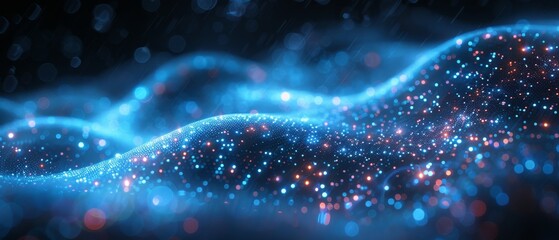 Aufkleber - An abstract futuristic illustration with a low poly shape and lines connecting the dots on a dark background. 3D rendering. Big data visualisation.