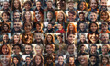 © Loks - collage of European people smiling, collage of portrait, grid of 60 cheerful faces, group photo
