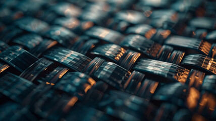 Carbon fiber structure with wicker texture in black and gray.