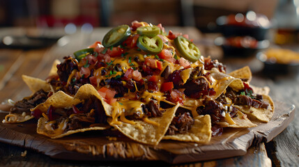 Wall Mural - Loaded nachos platter with toppings