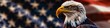 american eagle side view portrait banner with american flag in background
