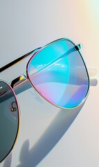 Wall Mural - Sunglasses on a gray background.