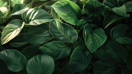  Photo of large green leaves with a green background suitable for wallpaper.