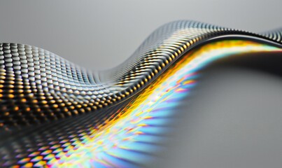 Wall Mural - Chromatic dispersion and thin film spectral effect. Gray background with dots.