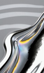 Wall Mural - Silver wave. Wave of liquid metal.
