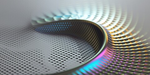 Wall Mural - Gray background with dots. Abstract circle, arc, tunnel.