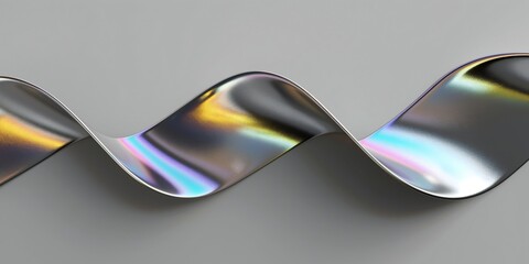 Wall Mural - Abstract colorful gradient wave, chromatic dispersion and thin film spectral effect. Abstract glass geometric composition, iridescent holographic crystal with gradient texture in motion. Spiral.
