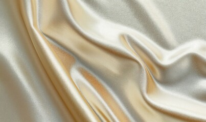 Wall Mural - Beige minimalistic background. Gold, mother-of-pearl fabric. Waves of shiny smooth fabric.