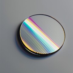 Wall Mural - Circle with a holographic effect on a gray minimalistic background.