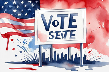 USA vote concept watercolor background