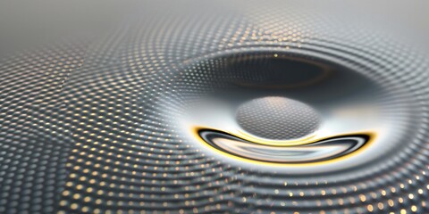 Wall Mural - Modern abstract background. Liquid metal effect. Sound visualization. Gray background with dots.