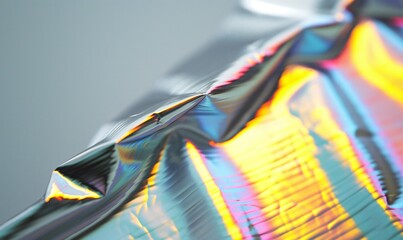 Wall Mural - Chromatic dispersion and thin film spectral effect. Abstract background, holographic foil, iridescent texture, fashion fabric, liquid gasoline surface, waves, metallic reflection, esoteric aura. 
