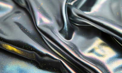 Wall Mural - Abstract background, holographic foil, iridescent texture, fashion fabric, liquid gasoline surface, waves, metallic reflection, esoteric aura. For creative projects.