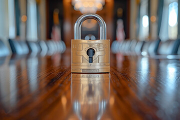 internal meetings and padlocks where confidentiality is paramount. the conference room has strict se