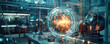 An ultra realistic image of a futuristic energy sphere harnessing the chaotic beauty of fusion reactions glowing intensely in the heart of a high tech laboratory