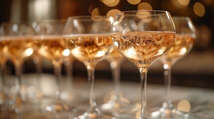 Poster - Row of Wine Glasses on Table