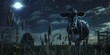 cow at night in the pasture Generative AI