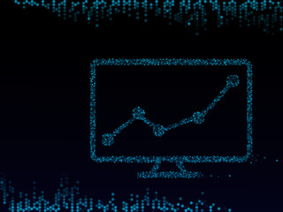 vector computer screen showing an upward trend in a geometric blue futuristic style, concept for growth or progress towards a target