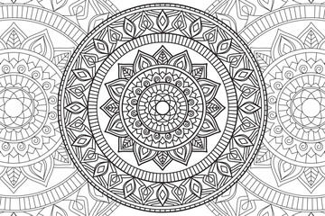 Circular pattern. Mandala Coloring page for kids and adults. Decorative ornament ethnic oriental style. Isolated on white background. line art drawing coloring page relaxation and meditation. Vector