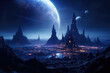 Ancient alien civilization with colossal ruins and advanced technology.