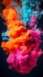 Explosión de humo de colores en vertical. Creado con IA
