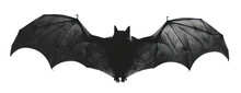 Stylized Black Bat Silhouette With Spread Wings, Cut Out - Stock Png.
