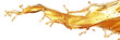 Dynamic splash of liquid gold, cut out - stock png.