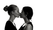 young women kissing,romantic lesbian couple on white background,dating relationship,Valentine day,love concept