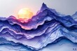 an abstract blue and purple sunset beach scene, in the style of futuristic chromatic waves. Generative AI