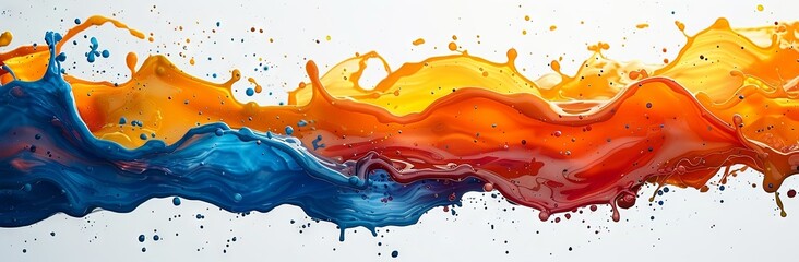 colorful splashes of paint on a white background, in the style of whimsical abstract landscapes, minimalist backgrounds, geometric decoration, translucent overlapping. Generative AI