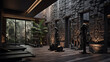 A gym interior inspired by the ancient Mayan civilization, with stone accents and Mesoamerican motifs.