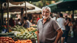 Cheerful Senior Man Enjoying a Farmers Market - Healthy Lifestyle Concept
